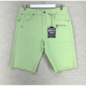 Born Fly Denim Shorts Mens Size 32 Mint Green Pockets Raw Hem 11" Inseam